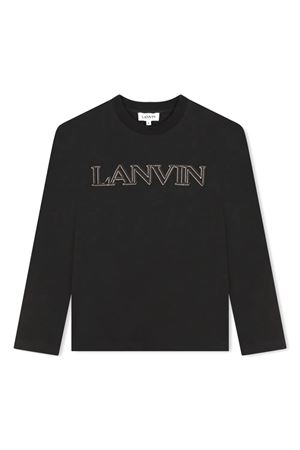 black cotton tshirt LANVIN KIDS | N3014409B